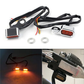 Hukyu-82yf14002-1 1 Pair Chrome Front Turn Signal Light Mini Fit Harley Dyna Model 1996-2017