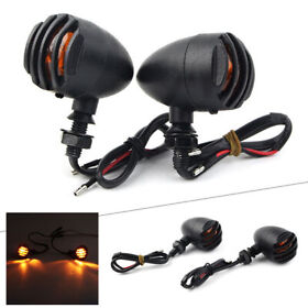 1 Pair New Black 12v Motorcycle Turn Signals Indicator Amber Lights Universal