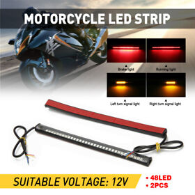 12v Motorcycle Led Strip 48led Brake Stop Turn Signals Running Tail Light R A 2x