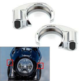 22shopde 223000356742 Front Turn Signal Light For Harley 39-41mm Fork Chrome Housing Smoke Lens