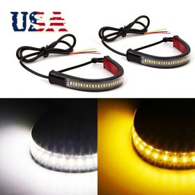 2pcs Switchback With A Led Fork Turn Signal Daytime Fit Motorcycle Drl Light Strips