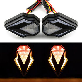 2x Motorcycle Flush Mount Led Turn Signal Indicators Amber Red Light Flowing Drl