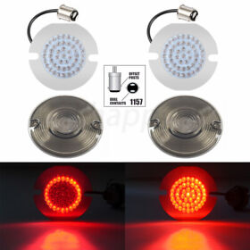 Tfol7340yzkyj53gcj154 3 1/4inch 1157 Led Turn Signal Brake Light Flat Smoke Lens Fit For Harley Touring