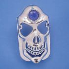 33-0434 Manufacturing Chrome Taillight Covers Skull With Blue Dot For Tombstone
