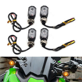 4 Pcs Mini Motorcycle Led Turn Signal Blinker Amber Light Left Right Indicator