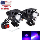 699905135254 Unbranded Pair Angel Eye Led Motorcycle Lamp Headlight