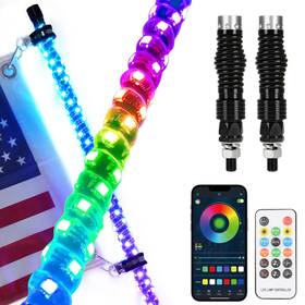 2a8ck-hz50 Aliestfdno 2 Pack Upgraded 3ft Rgb Whip Lights With 3ft-slim-2pcs