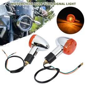 Alltimes 791783894787 2x Amber Chrome Front Rear Motorcycle Turn Signal Blinker Indicator Light Lamps