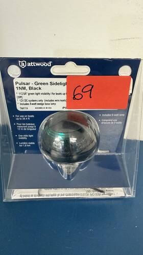 Attwood 260-4899 Pulsar Side Light Deck Mount Blake With Green Light. New