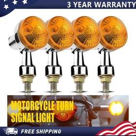 Auxito 601549046131 4x Motorcycle Turn Signals Round Light Chrome Amber For Yamaha Kawasaki Honda V