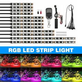 Auxito 791334245754 12x Motorcycle Led Lights Wireless Remote 18 Color Neon Glow Light Strips Kit Us