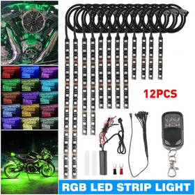 Auxito Mtc-fwd-1t12 12pcs Motorcycle Rgb Leds Neon Under Glow Lights Strip Kits Atmosphere Us