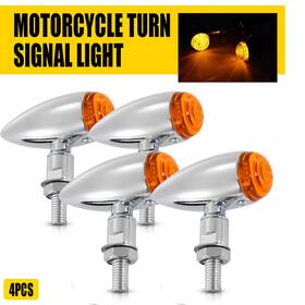 Auxito Mtc-zxd-2407-2c 4x Chrome Motorcycle Bullet Led Turn Signal Light Amber Brake Blinker For Harley