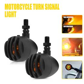 Auxito Mtc-zxd-2504y3 2x 12v Black Motorcycle Turn Signals Mini Bullet Blinker Amber Indicator Lights