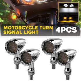 Mtc-zxd-2605c Auxito 4x Chrome Housing Motorcycle Led Blinker Turn Signal Light Amber&white Lamp 12v