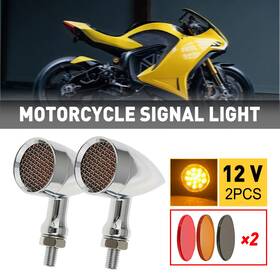 Auxito Mtc-zxd-807-c-eak 2x Chrome Amber Motorcycle Led Turn Signal Brake Blinker Light Bullets Smoke Len