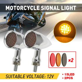 Auxito Mtc-zxd-807-c-eoo 2pcs Chrome Amber Motorcycle Led Turn Signal Brake Blinker Light Universal 3lens