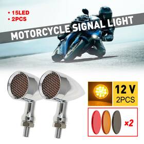 Auxito Mtc-zxd-807-c-exa 2x Chrome Amber Motorcycle Led Turn Signal Brake Blinker Light Bullets Shape 12v
