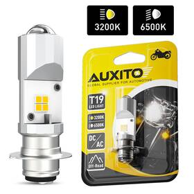 Auxito T19 P15d Motorcycle Led Headlight Hi/lo Beam Light Lamp White Amber Bulb