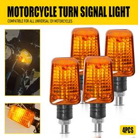 Auxito Wwd-kkk-76522 Set Of 4 Black Housing Amber Lens Motorcycle Turn Signals Lights Lamp Waterproof