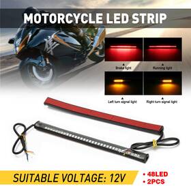 Auxito Wwd-xpd-46111 2pcs 48 Led Red Amber Motorcycle Turn Signal Brake Strip Tail Light Super Bright