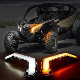 Beatto 8825d124-583 White Amber Led Fang Turn Signal Lights Fits 2017-2025 Can-am Maverick X3 Max Pa