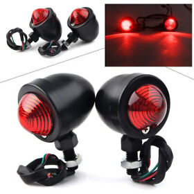 Black 12v Motorcycle Turn Signals Blinker Indicator Light Amber Lamp Universal