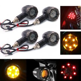 Black Motorcycle Bullet Led Turn Signal Amber Light Indicator For Harley Chopper