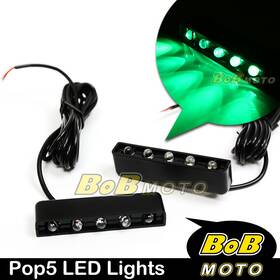 Bobmoto Bo-ttl205bkgrx2200200001bu Universal Pop5 Ttl Green Led 12v Footpegs Lights For Buell Motorcycles Bikes