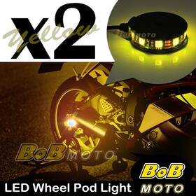 Bobmoto Bo-ttl222ywx2200200001s 2x Yellow 360 Degree Cycle Rim Wheel Smd Led Pod Light For Suzuki Motorcycles