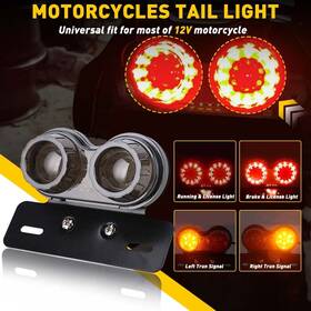 Carcomponentmarted Kc667 Smoke Motorcycle Led Dual Tail Light Turn Signal Brake License Plate Lights Atv