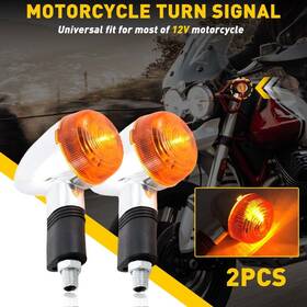 Carcomponentmarted Mp-af/tsl-xv400 2x Chrome For Motorcycle Bullet Turn Signal Light Indicators Yellow Amber 12v X