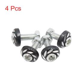 Carpopart 601382637619 4pcs Black 6mm Thread Diameter Motorcycle License Plate Frame Screws Bolts Caps