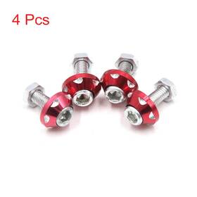 Carpopart 605322311690 4pcs Red Aluminum Alloy Decorative License Plate Bolt Screw For Car Motorcycle