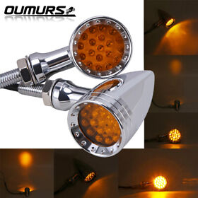 Oumurs-un007003-d Chrome Amber 20 Led Bullet Turn Signal Light For Harley Chopper Bobber Sportster