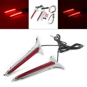 Chrome Led Rear Saddlebag Accents Light Red Lens For Harley Touring Road King Us