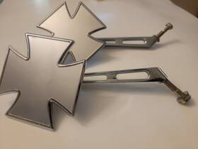 Classic Bike Shop 101900 Harley Davidson Motorcycle Handlebar Chrome Maltese Iron Cross Mirror Pair