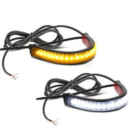 Cocsmart 738295444604 2pc Flexible Switchback Dual-color White And Amber Motorcycle Led Fork Turn Sig