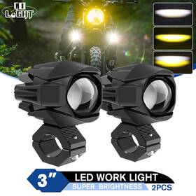Colight Mic-ldl-541 Pair 3ftft White Yellow Motorcycle Led Headlights Driving Offroad Work Fog Lamps