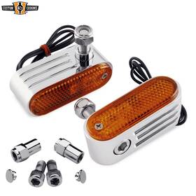 Custom Chrome 09127 09152 Marker Lights Amber Lenses And Mirror Mount Fit For Harley Forks 5/16 Inch Holes