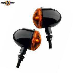 Custom Chrome 688070 Bullet Indicator Light With 2 Inch Long Stem Black Amber Lens Fit For Harley Motorcycle