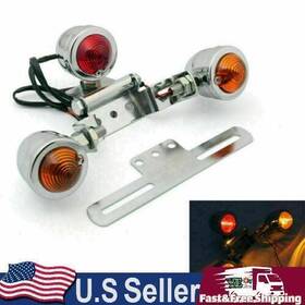 Darupsun Tl-302-chrome Universal Motor Mount License Plate Bracket Taillight Brake Light Chrome E