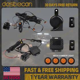 Dasbecan Eal20g-o Turn Signal Horn Street Legal Kit With 4 Amber Lights For Atv Utv Polaris Ranger