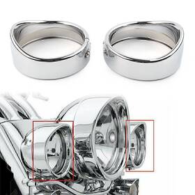Dictorcoltd 550732646118 Chrome 4.5 Inch Passing Lights Lamp Trim Ring Bezel Visor Cover Fit Harley Flht Flhr