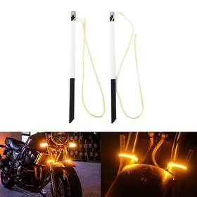Dictorcoltd 550743307558 2pcs Motorcycle Bike Fork Turn Signal Led Indicators Blinkers Light Strips Amber