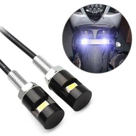 Dictorcoltd 550748578052 2 Motor Led White Turn Signal Indicator Blinker Light Black License Plate