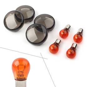 Dictorcoltd 550748612473 4x Smoke Turn Signal Lens Amber Bulbs For Harley Softail Dyna Sportster 883 1200