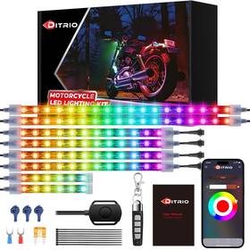 Ditrio M8ap 8pcs Motorcycle Led Underglow Kit With Brake Turn Signal Rgb Ligh