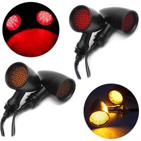 Dreamizer Lfmeeus176 4pcs Led Motorcycle Amber Red Front Rear Brake Turn Signal Light Bl