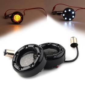 Efmotorshop 211200627267 1 Pair Led Black Fire Ring Turn Signals Lights Fits For Harley Softail Dyna
